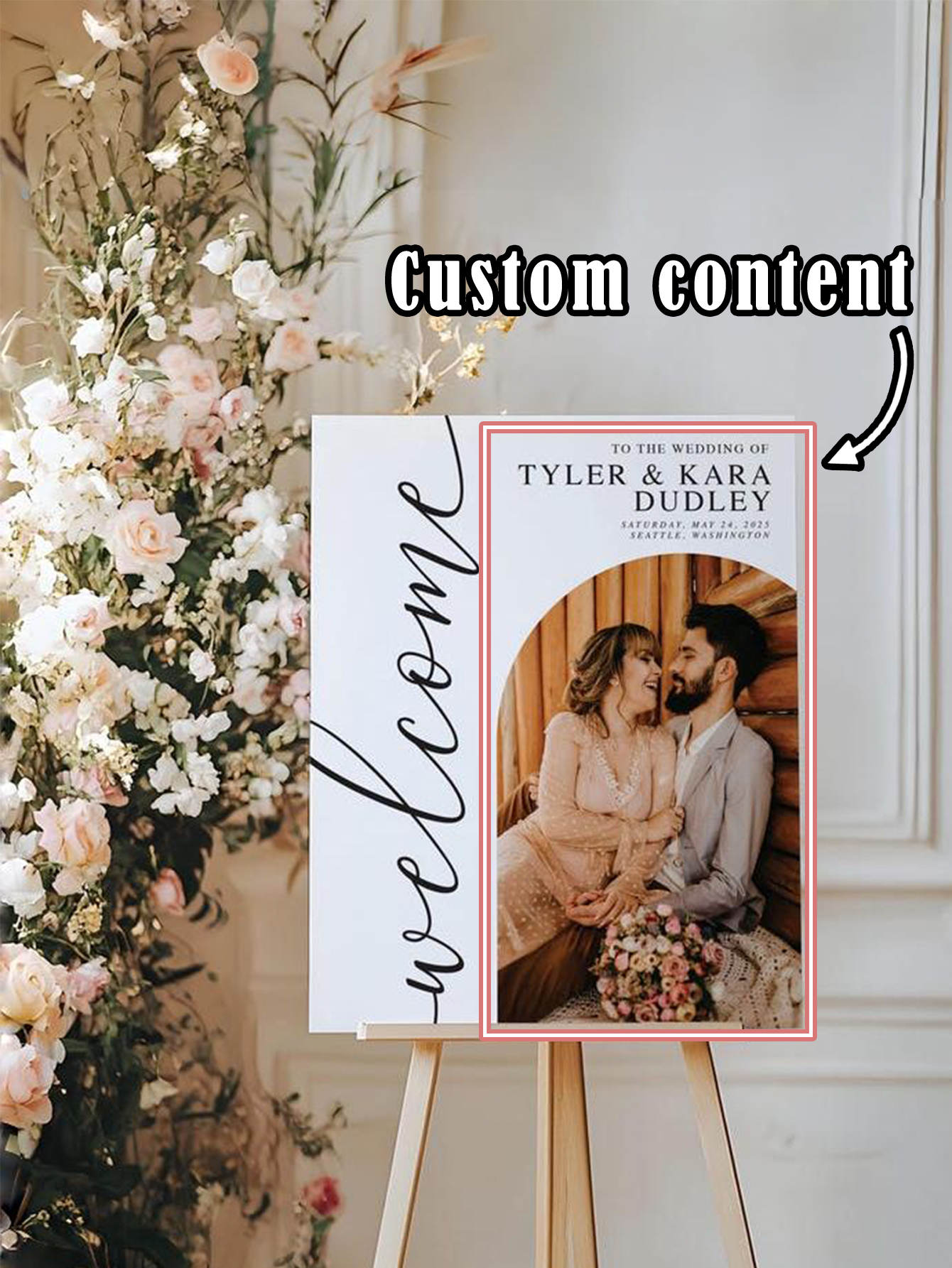 Custom Modern Arch Wedding Photo Welcome Sign